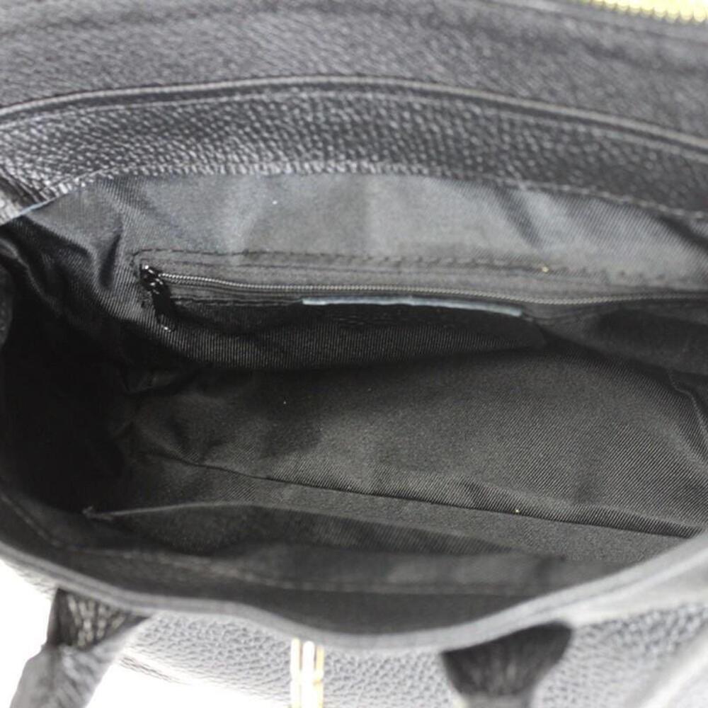 Italian Black Leather Structured Handbag Classic Purse Handmade in Italy - Picture 4 of 7